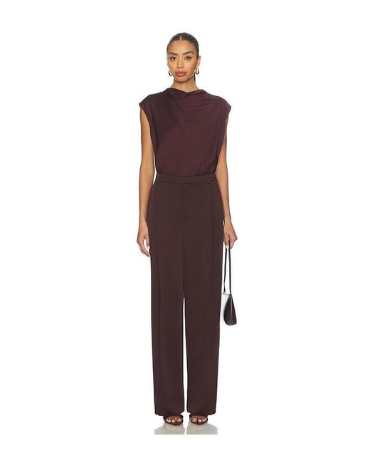 Vince Brown Mid Rise Wide Leg Pleated Trouser