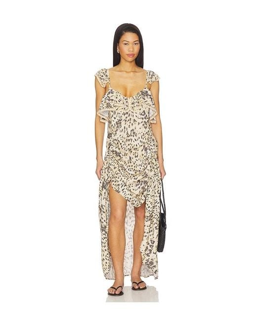 Spell White Snow Leopard Strappy Gown