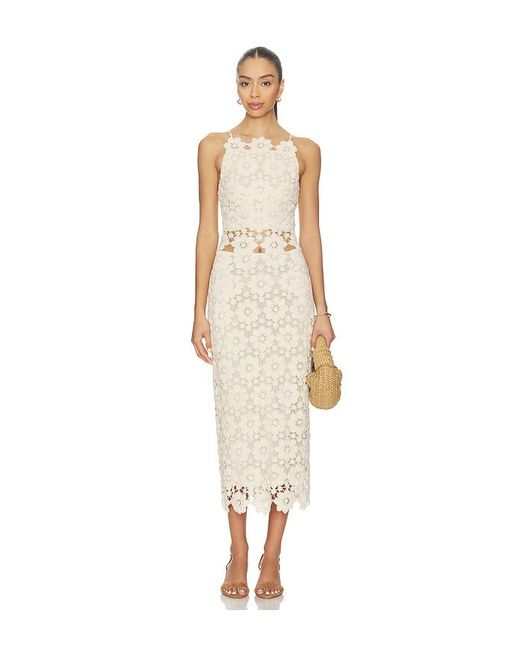 Bardot Natural Veneta Crochet Midi Skirt