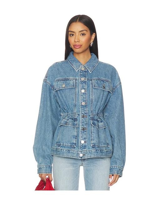 Rag & Bone Blue Amy Cinched Denim Trucker Jacket