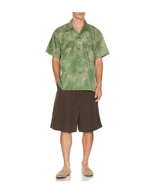 Beams Plus Green Mil-Sht Nyco Twill Pigment Print for men