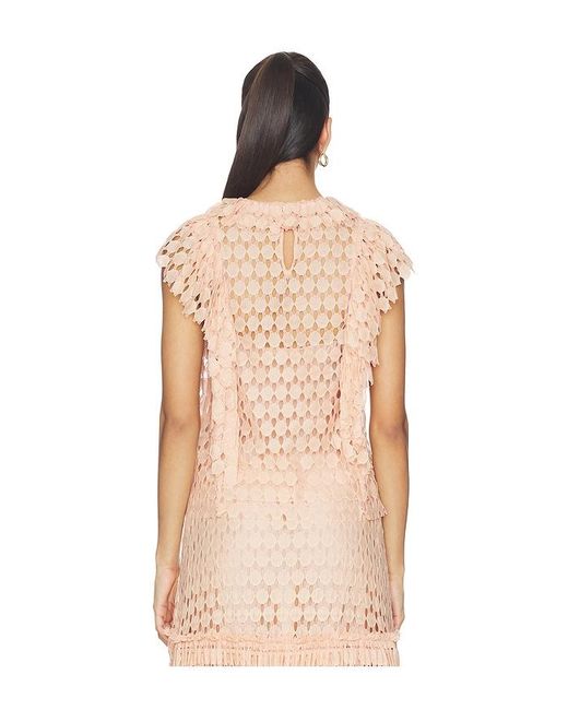 Ulla Johnson Natural Daevy Lace Short Sleeve Top