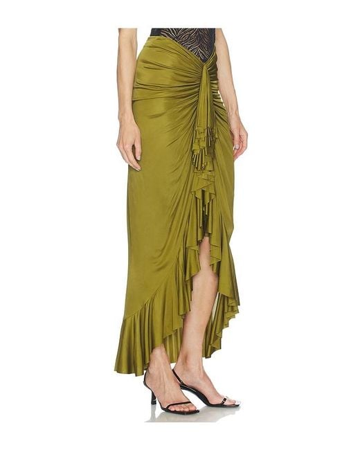 Atlein Green Ruffle Long Skirt