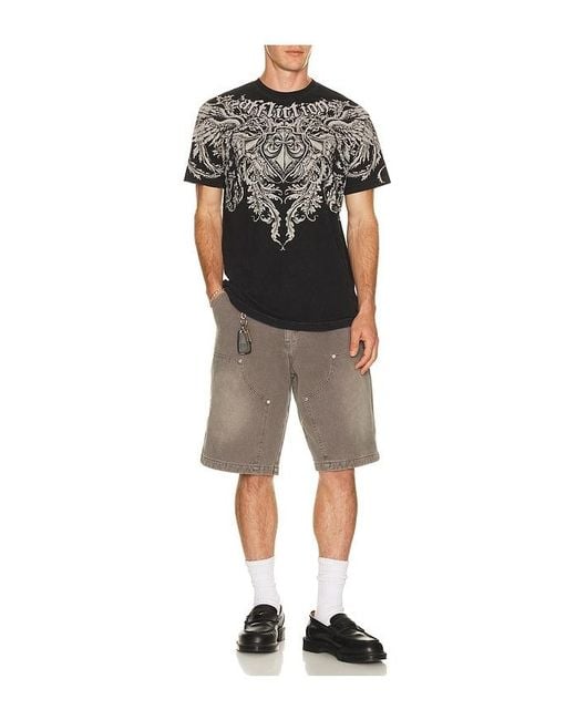 Affliction Black Flourish Short Sleeve Tee for men