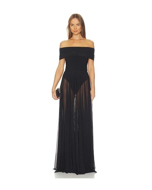 Norma Kamali Blue Sleeveless Cowl Neck Combo Flared Gown