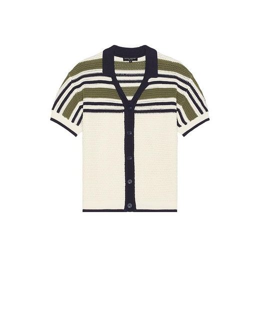 Central Park West Black Striped Short Sleeve Buttondown Shirt for men