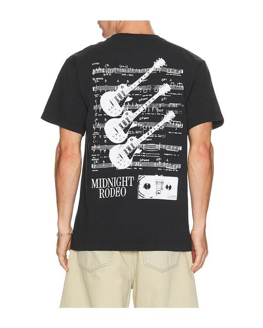 MIDNIGHT RODEO Black Record Tee for men