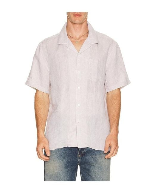 J.Lindeberg White Elio Linen Shirt for men