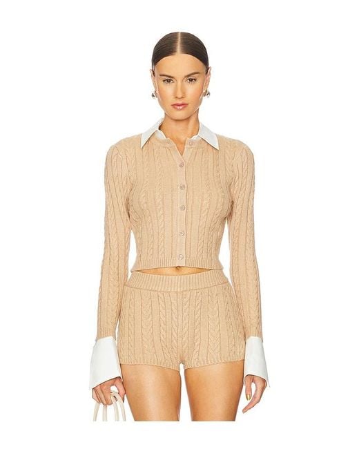 SER.O.YA Natural Eloise Cable Knit Cardigan