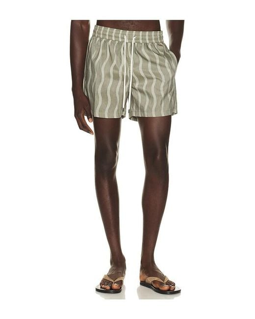 Frescobol Carioca Natural Rio Linen Blend Cabana Wave Swim Short for men