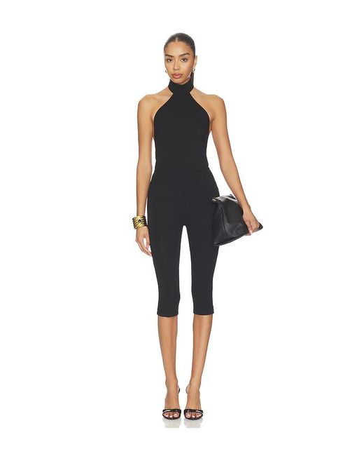 superdown Black Avi Open Back Capri Jumpsuit