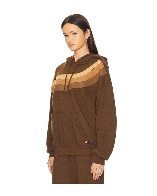 Aviator Nation Brown Wave Stripe 4 Relaxed Pullover Hoodie