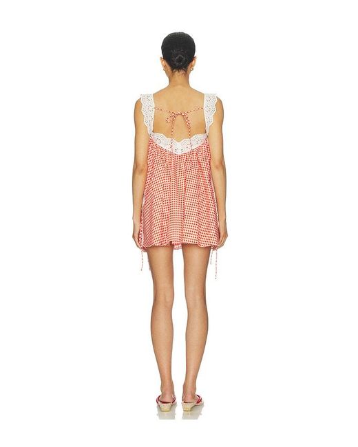 Caroline Constas Red Lucilla Eyelet Trimmed Open Back Mini Dress