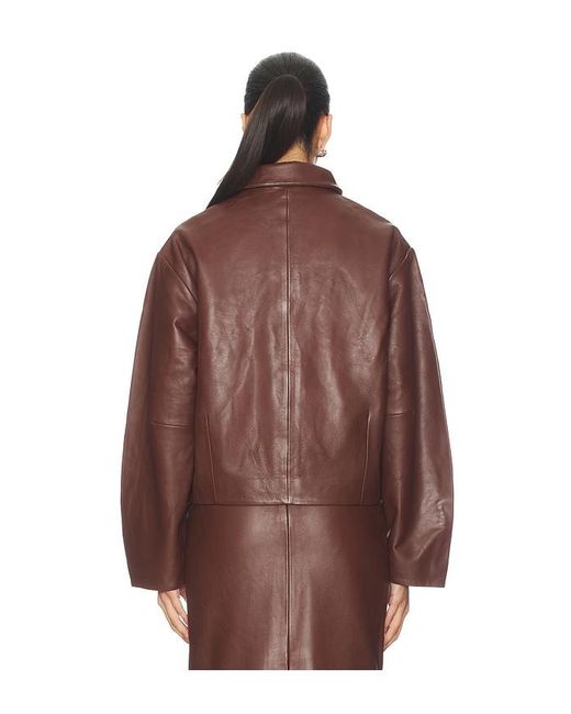 St. Agni Brown Leather Cocoon Jacket