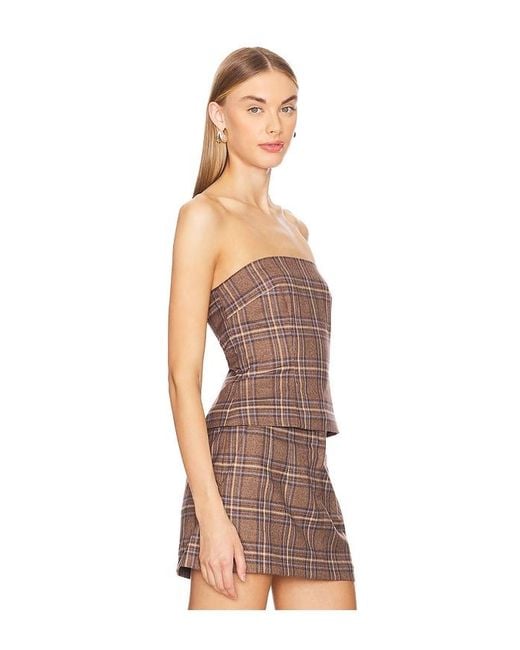 Lovers + Friends Multicolor Twill Strapless Bustier Top
