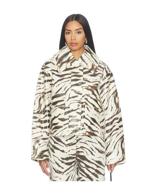 Ganni Multicolor Printed Laminated Cotton Canvas Barn Jacket
