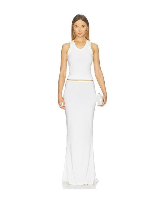 Norma Kamali White X Lifestyle Obie Long Skirt