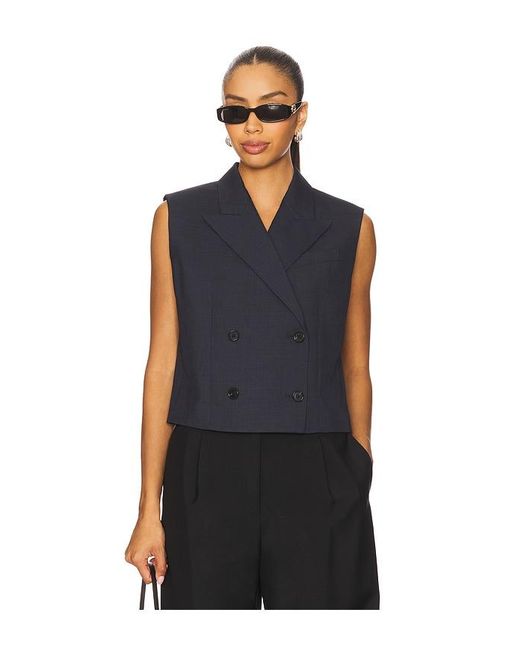 Theory Black Peak Double Breasted Vest