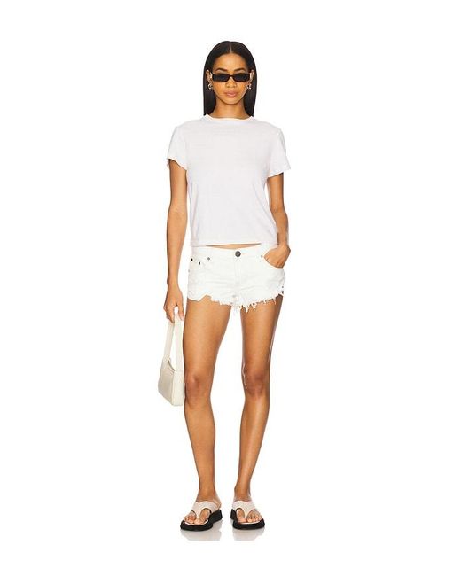 One Teaspoon White Dukes Low Waist Mini Denim Short