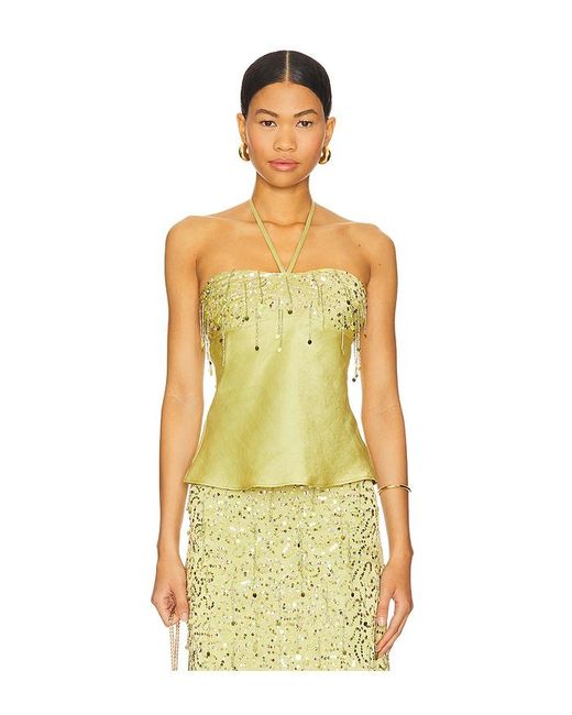 Asta Resort Yasmin Hand Beaded Halter Neck Top Yellow