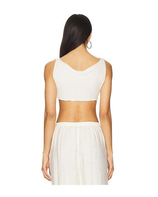 Indah White Maha Solid Cowl Neck Vest Top