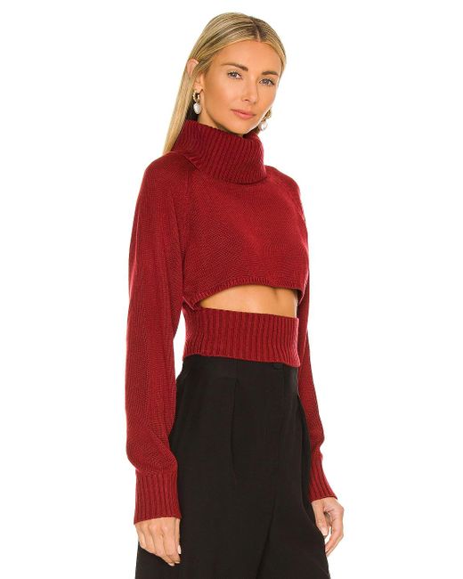 red cropped turtleneck sweater