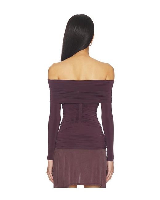 Wolford Purple Sheer Drape Top Long Sleeves