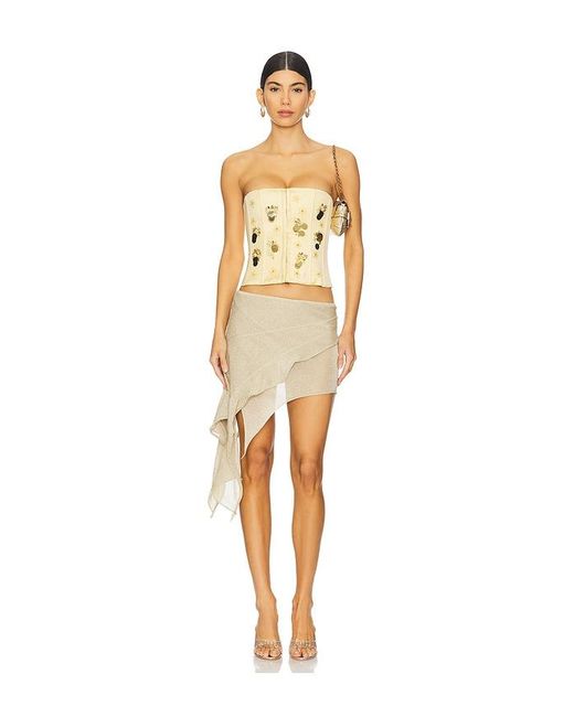 GUIZIO Yellow Embellished Satin Corset