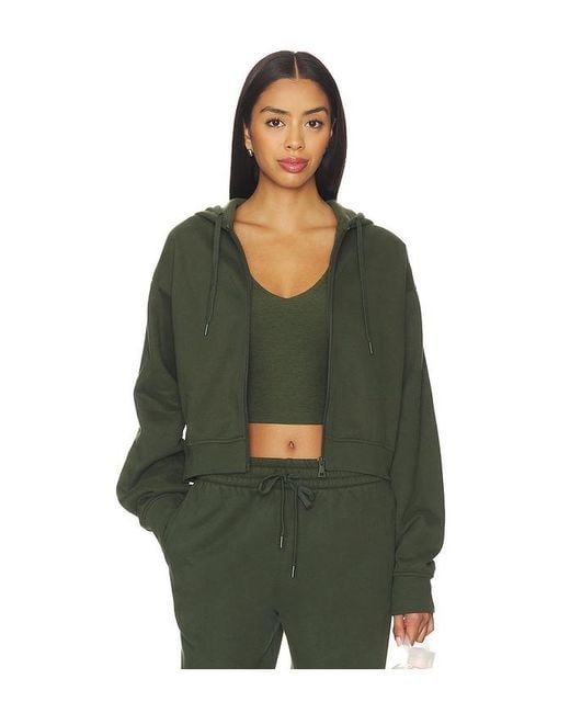 Beyond Yoga Green Luxe Fleece Zip Up Hoodie
