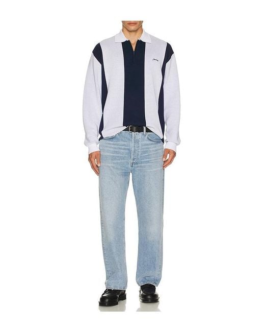 Students Golf Blue Gibson Fleece Long Sleeve Polo for men
