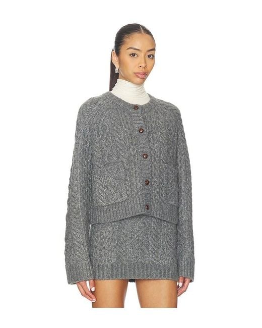 Lovers + Friends Gray Ibona Cable Cardigan