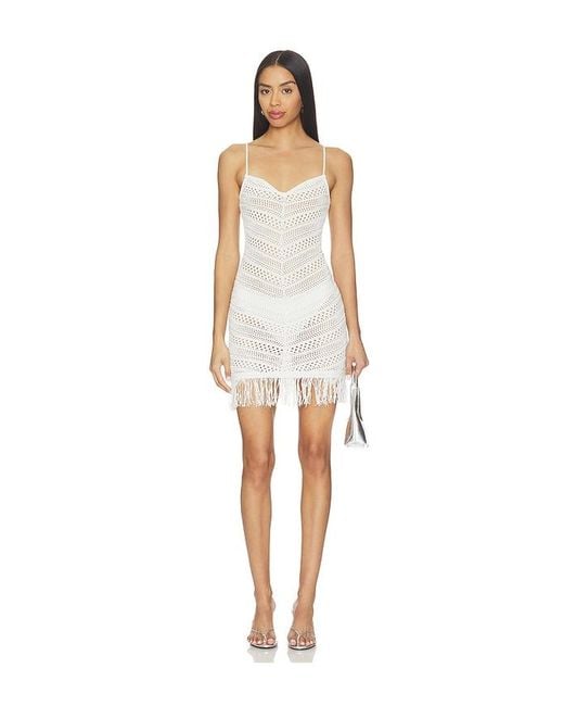 Tularosa White Gelinda Fringe Mini Dress