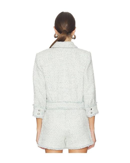 L'Agence White Jia Crop 3/4 Sleeve Fringe Jacket