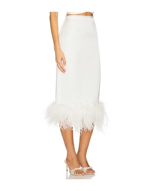 Milkwhite White X Revolve Midi Skirt With Feathers