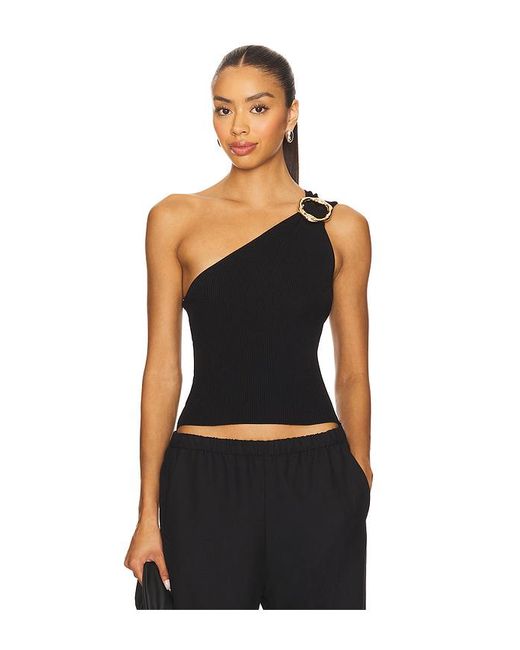 Jonathan Simkhai Black Fenix One Shoulder Top
