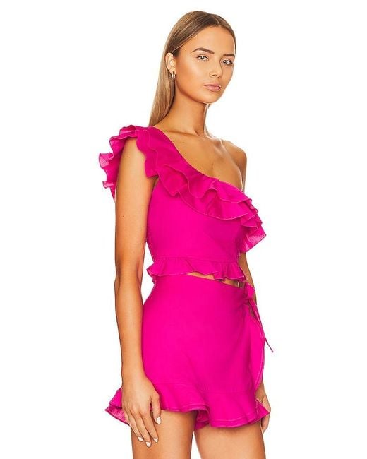 Show Me Your Mumu Pink X Revolve Leni Ruffle Top