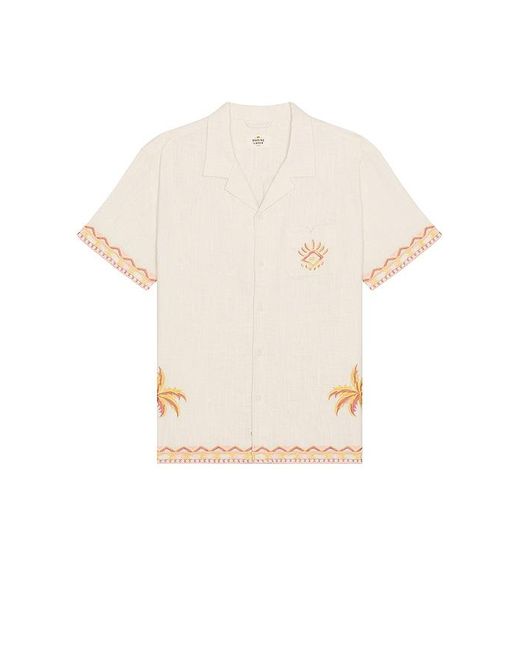 Marine Layer White Placed Embroidery Resort Shirt for men