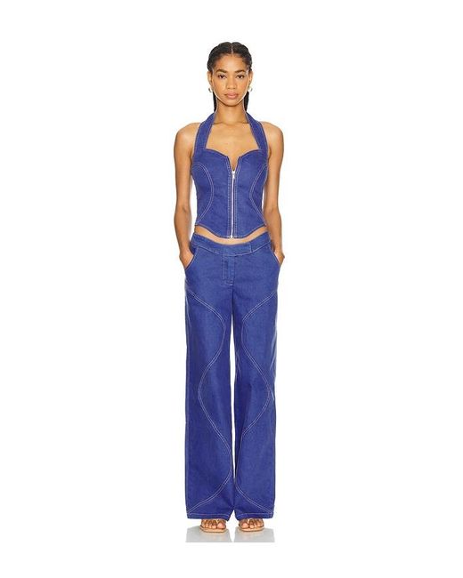 BY.DYLN Blue Ramona Corset Top