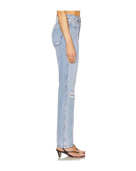 GRLFRND Blue Sara Super High Rise Slim Straight