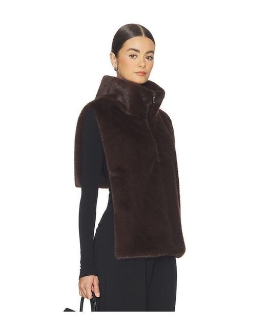 WeWoreWhat Black Faux Fur Mockneck Vest