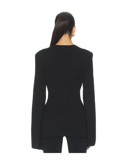 WeWoreWhat Black Cinched Waist Peplum Sweater