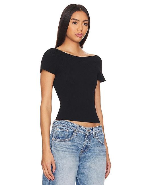 Free People Black X Intimately Fp Ribbed Seamless Off Shoulder Top