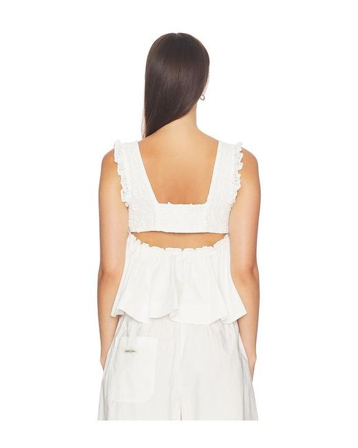 For Love & Lemons White Laura Eyelet Top