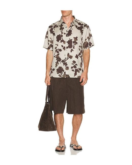 Theory Brown Floral Lyocel Irving Shirt for men