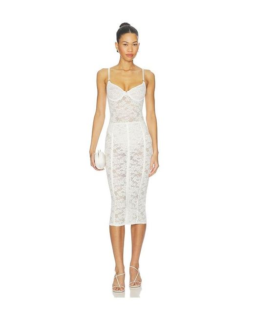 Fleur du Mal White Le Stretch Lace Pencil Skirt