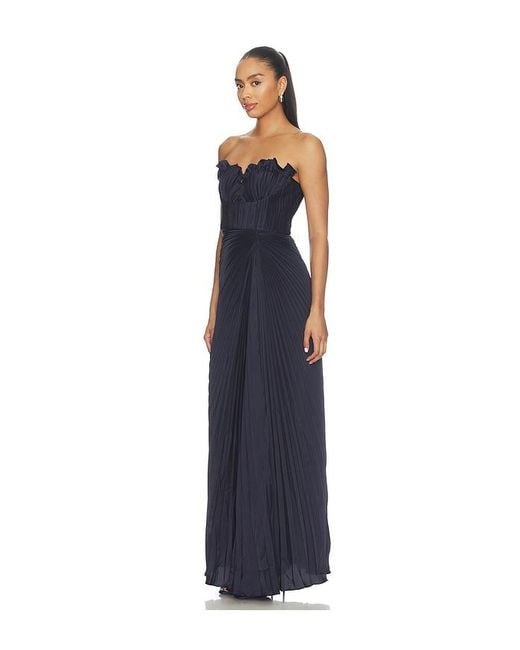 AMUR Blue Kaylani Pleated Gown