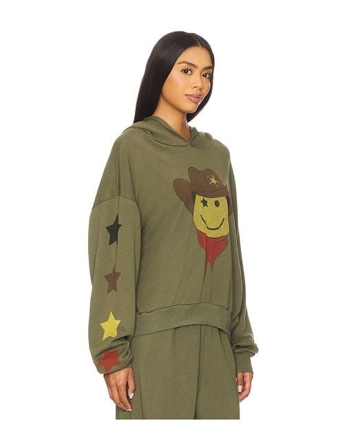 Lauren Moshi Green Cowboy Happyface Pullover Hoodie
