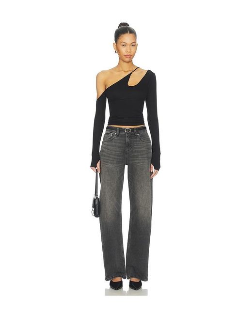 Michael Lauren Black Usher Asymmetrical Longsleeve Top