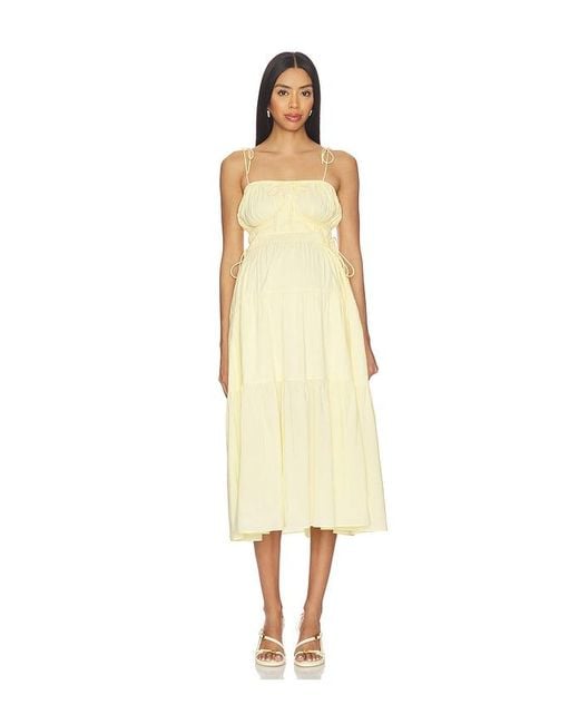 BUMPSUIT Natural Shirred Midi Poplin Dress
