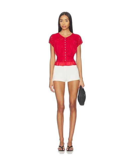 Free People Glimmer Embroidered Top